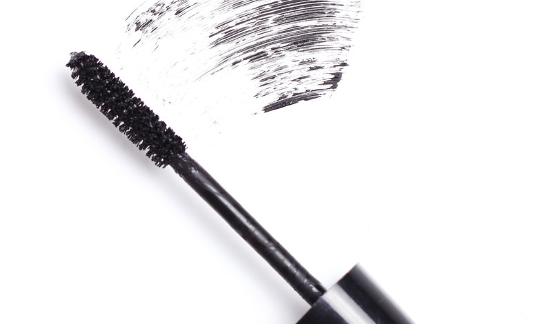 Brush of black mascara for eyes