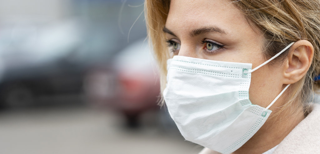 female wearing face mask