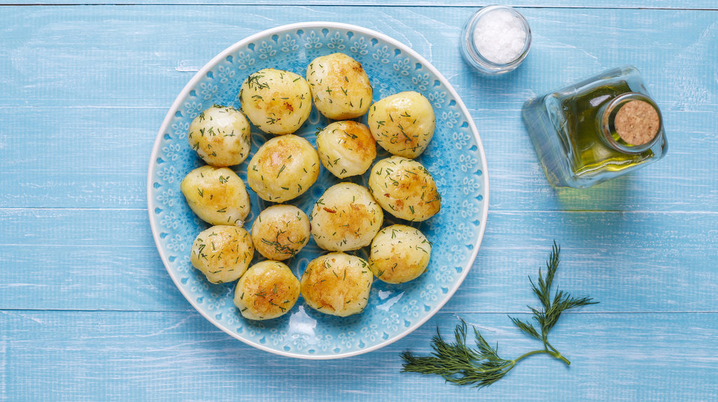 baked potatoes topped with dill