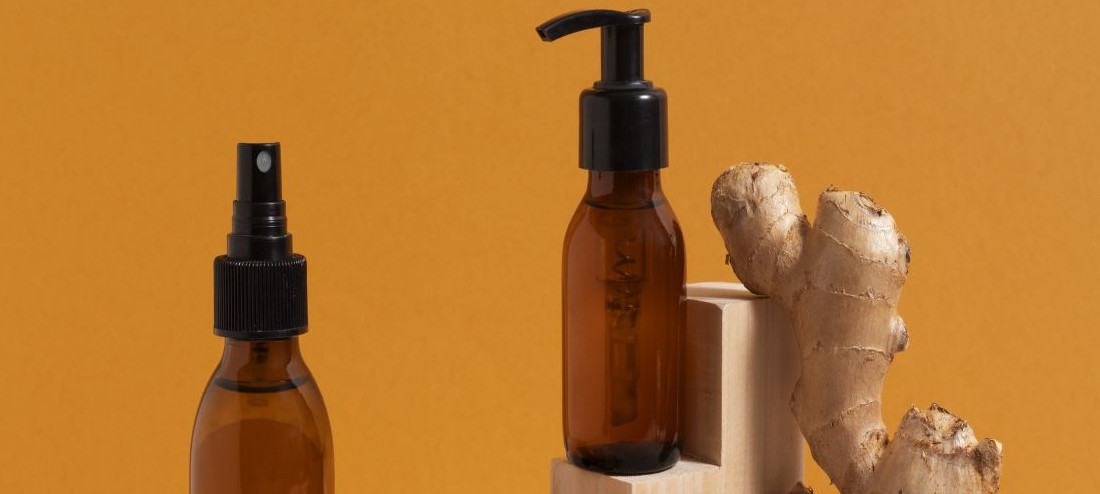 still-life-beauty-products-based-regenerative-agriculture ginger homemade hair sprays