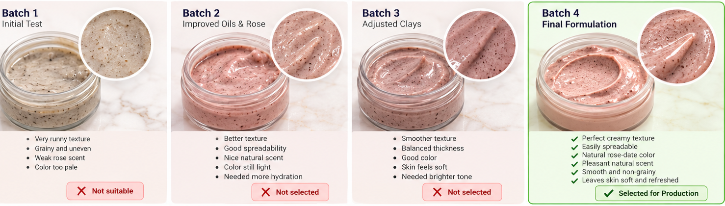 date rose face mask formulation process
